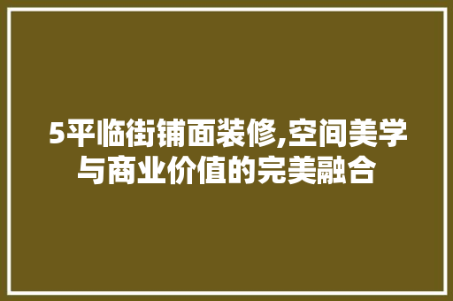 5平临街铺面装修,空间美学与商业价值的完美融合(50平临街商铺适合做什么)