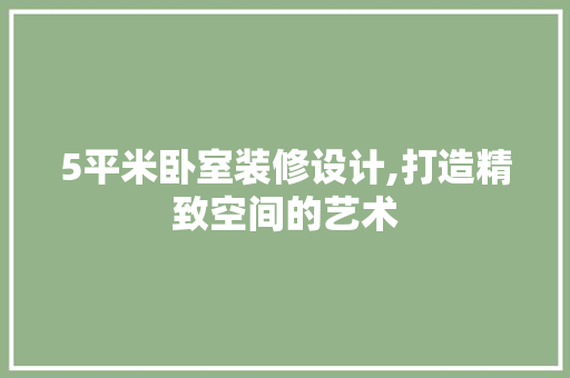 5平米卧室装修设计,打造精致空间的艺术(5平米卧室装修设计,打造精致空间的艺术设计)
