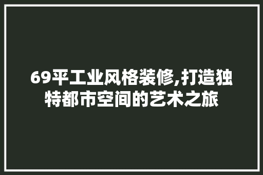 69平工业风格装修,打造独特都市空间的艺术之旅(工业风格装修价格)