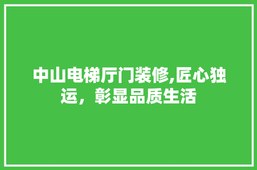中山电梯厅门装修,匠心独运，彰显品质生活(电梯厅门装修效果图)