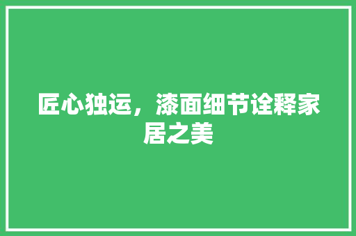 匠心独运，漆面细节诠释家居之美(匠心油漆)