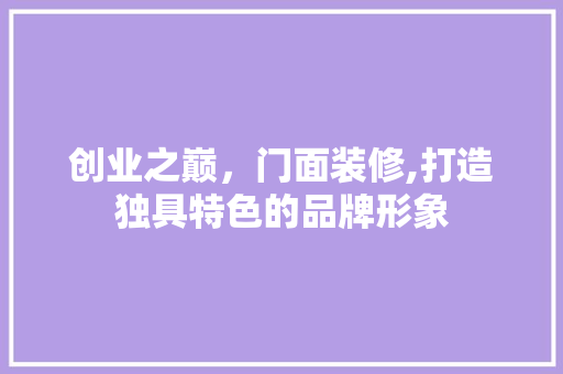 创业之巅，门面装修,打造独具特色的品牌形象
