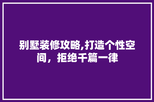 别墅装修攻略,打造个性空间，拒绝千篇一律(别墅装修全攻略)