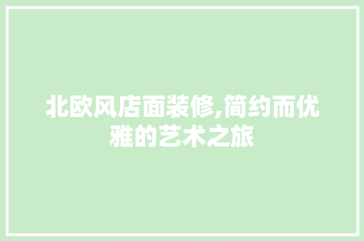 北欧风店面装修,简约而优雅的艺术之旅(北欧风店面装修风格)