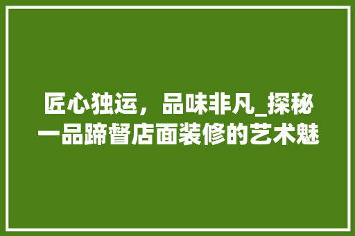 匠心独运，品味非凡_探秘一品蹄督店面装修的艺术魅力