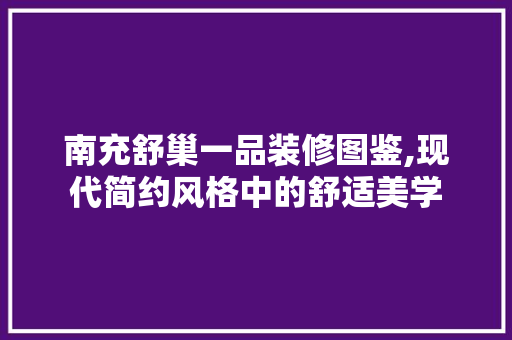 南充舒巢一品装修图鉴,现代简约风格中的舒适美学