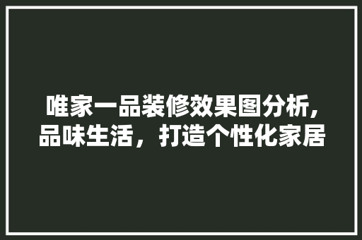 唯家一品装修效果图分析,品味生活，打造个性化家居空间