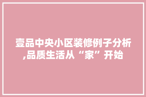 壹品中央小区装修例子分析,品质生活从“家”开始