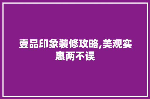 壹品印象装修攻略,美观实惠两不误(壹品印象装饰)