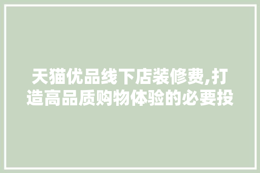 天猫优品线下店装修费,打造高品质购物体验的必要投资