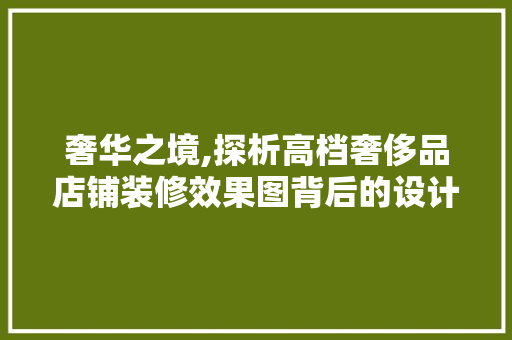 奢华之境,探析高档奢侈品店铺装修效果图背后的设计哲学