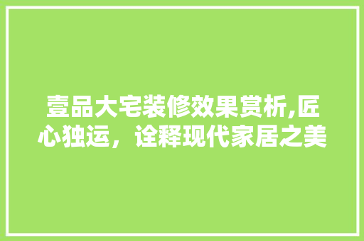 壹品大宅装修效果赏析,匠心独运，诠释现代家居之美