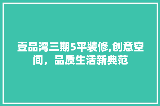 壹品湾三期5平装修,创意空间，品质生活新典范(壹品湾三期户型图)