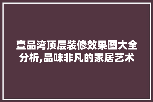 壹品湾顶层装修效果图大全分析,品味非凡的家居艺术