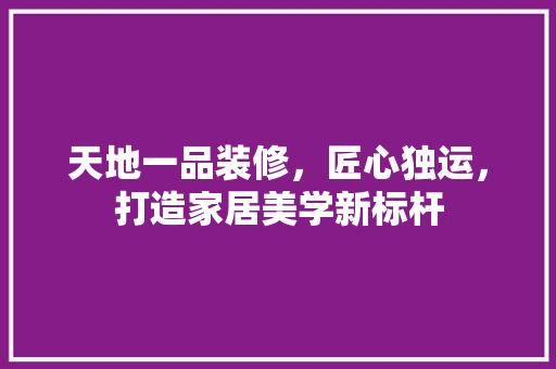 天地一品装修，匠心独运，打造家居美学新标杆