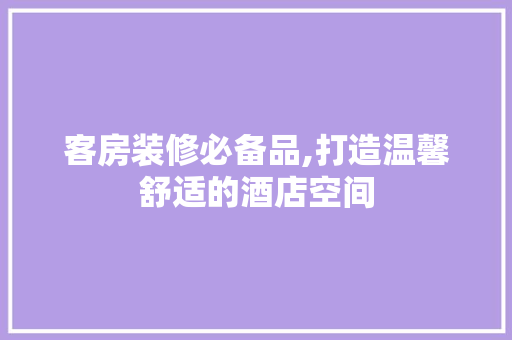 客房装修必备品,打造温馨舒适的酒店空间