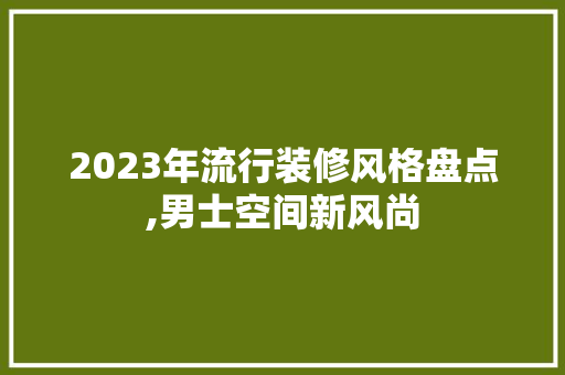 2023年流行装修风格盘点,男士空间新风尚(2023年流行什么装修风格)