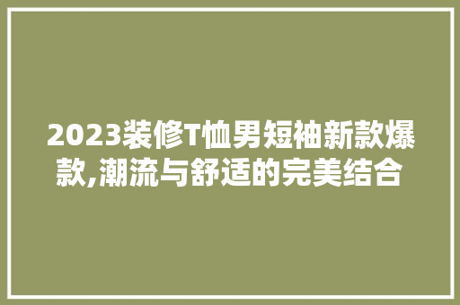 2023装修T恤男短袖新款爆款,潮流与舒适的完美结合