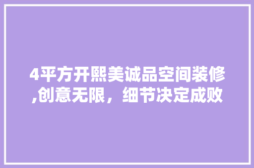 4平方开熙美诚品空间装修,创意无限，细节决定成败
