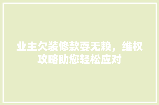 业主欠装修款耍无赖，维权攻略助您轻松应对