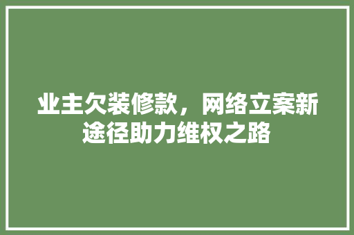 业主欠装修款，网络立案新途径助力维权之路