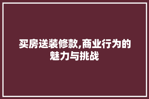 买房送装修款,商业行为的魅力与挑战(买房送装修费用套路)