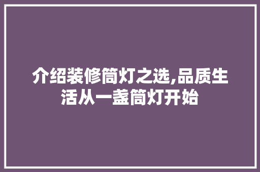 介绍装修筒灯之选,品质生活从一盏筒灯开始