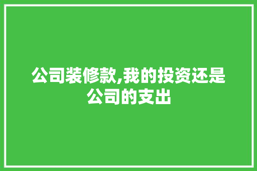 公司装修款,我的投资还是公司的支出 公司装修款,我的投资还是公司的支出 MI家装修攻略