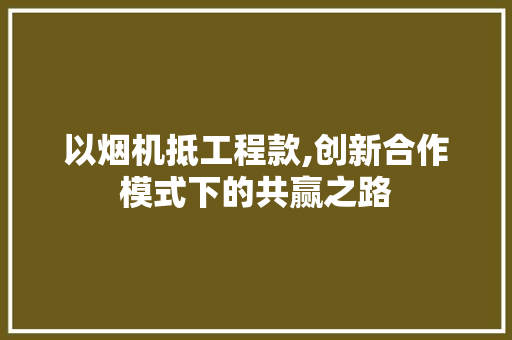 以烟机抵工程款,创新合作模式下的共赢之路 以烟机抵工程款,创新合作模式下的共赢之路 MI家设计百科
