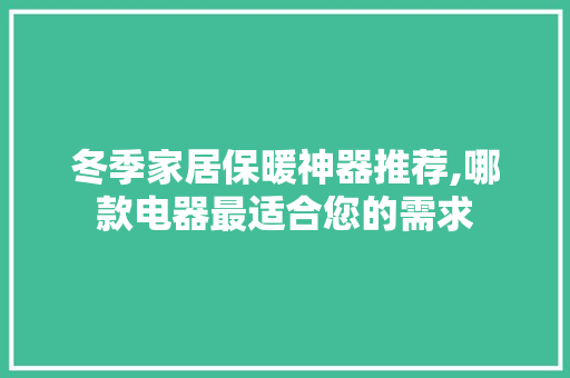 冬季家居保暖神器推荐,哪款电器最适合您的需求(冬天保暖电器有哪些)