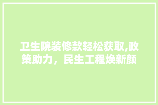 卫生院装修款轻松获取,政策助力，民生工程焕新颜