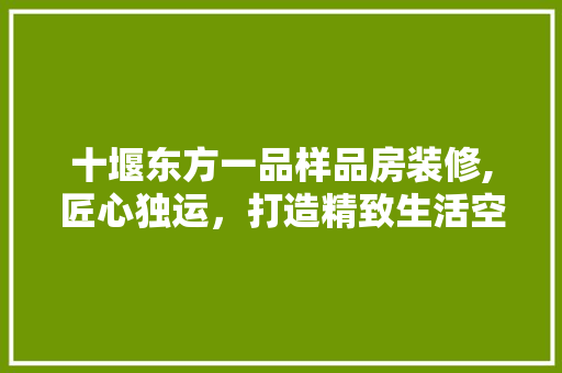 十堰东方一品样品房装修,匠心独运，打造精致生活空间(十堰东方一品98平样板间)