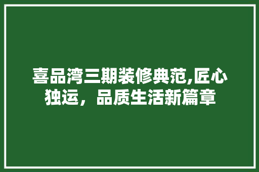喜品湾三期装修典范,匠心独运，品质生活新篇章