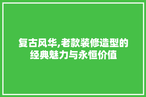 复古风华,老款装修造型的经典魅力与永恒价值(复古怀旧装修风格)