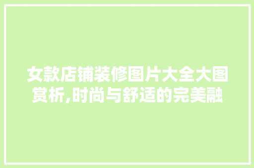 女款店铺装修图片大全大图赏析,时尚与舒适的完美融合 女款店铺装修图片大全大图赏析,时尚与舒适的完美融合 MI家公司推荐