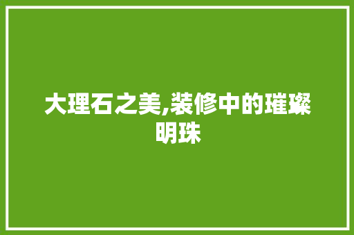 大理石之美,装修中的璀璨明珠