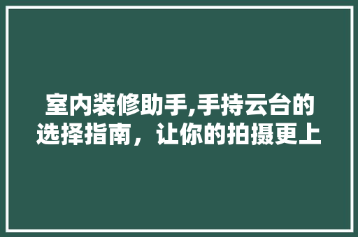 室内装修助手,手持云台的选择指南,让你的拍摄更上一层楼 MI家设计百科 室内装修助手,手持云台的选择指南,让你的拍摄更上一层楼 室内装修助手,手持云台的选择指南,让你的拍摄更上一层楼 MI家设计百科