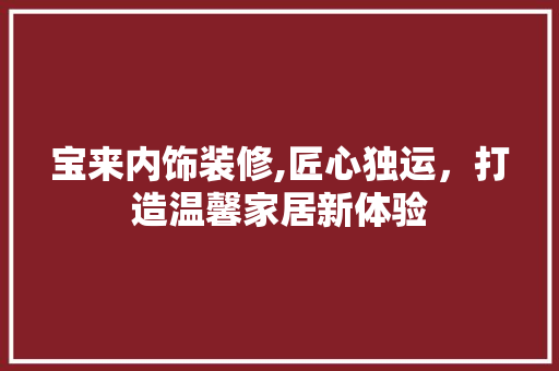 宝来内饰装修,匠心独运，打造温馨家居新体验 宝来内饰装修,匠心独运，打造温馨家居新体验 MI家装修经验