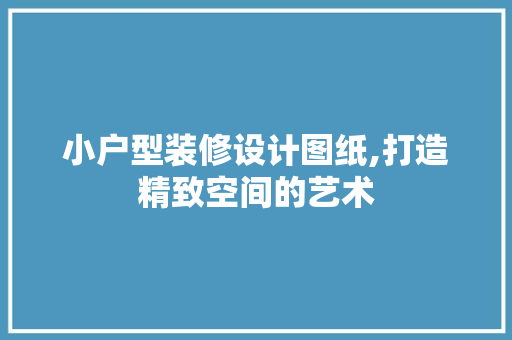 小户型装修设计图纸,打造精致空间的艺术 小户型装修设计图纸,打造精致空间的艺术 MI家装修经验