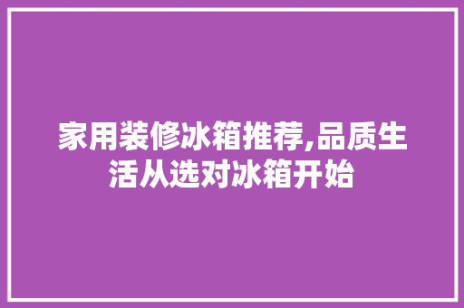家用装修冰箱推荐,品质生活从选对冰箱开始