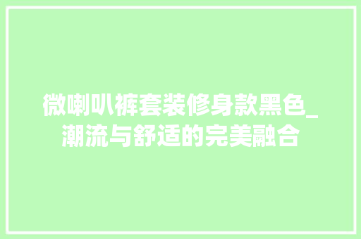 微喇叭裤套装修身款黑色_潮流与舒适的完美融合