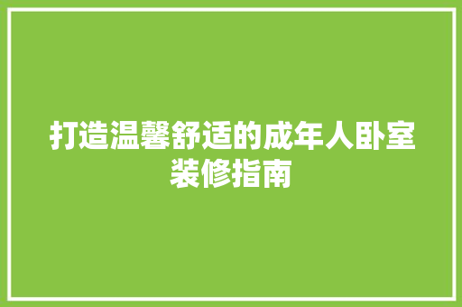 打造温馨舒适的成年人卧室装修指南(成人卧室装修效果图)