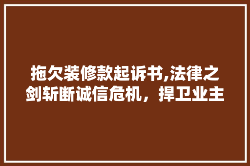 拖欠装修款起诉书,法律之剑斩断诚信危机，捍卫业主合法权益