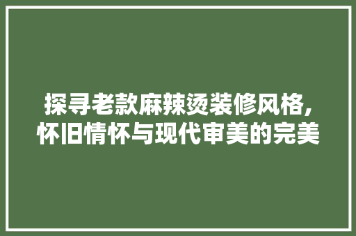 探寻老款麻辣烫装修风格,怀旧情怀与现代审美的完美融合