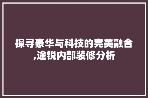 探寻豪华与科技的完美融合,途锐内部装修分析