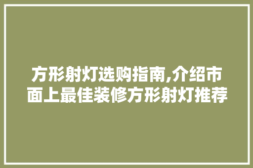方形射灯选购指南,介绍市面上最佳装修方形射灯推荐(方形射灯安装图解)