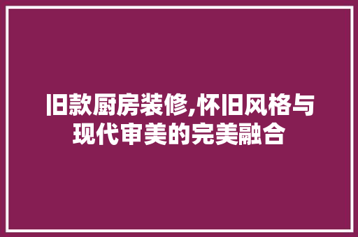 旧款厨房装修,怀旧风格与现代审美的完美融合 旧款厨房装修,怀旧风格与现代审美的完美融合 MI家装修攻略