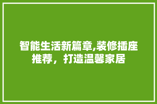 智能生活新篇章,装修插座推荐，打造温馨家居 智能生活新篇章,装修插座推荐，打造温馨家居 MI家设计百科