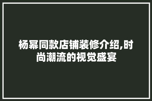 杨幂同款店铺装修介绍,时尚潮流的视觉盛宴(杨幂的服装店)