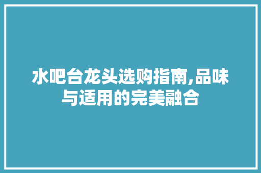 水吧台龙头选购指南,品味与适用的完美融合(水吧台水龙头怎么安装)